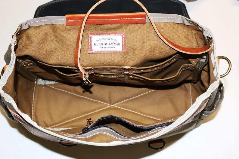 Waxed Canvas Messenger bag Horween leather accents handmade by Alex M Lynch 010310 image 3