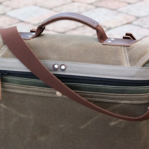 Waxed Canvas Messenger bag laptop bag handmade by Alex M Lynch 010158 image 3