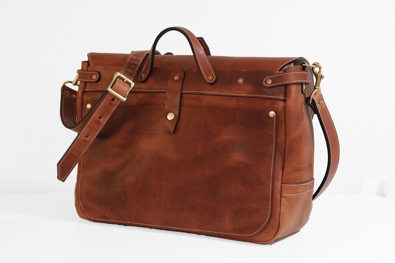 16 Horween Dublin Leather Messenger Bag English Tan Etsy