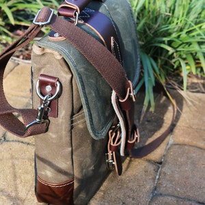 Waxed Canvas vertical Messenger bag handmade 010031 image 8