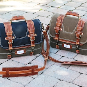 Waxed Canvas Messenger bag Horween leather accents handmade by Alex M Lynch 010310 image 8