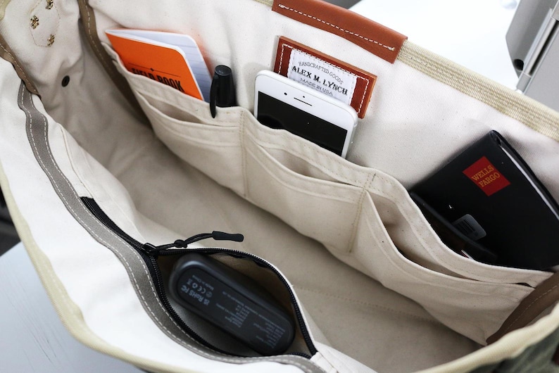 Waxed Canvas Messenger bag - laptop bag handmade by Alex M Lynch - 010094 image 10