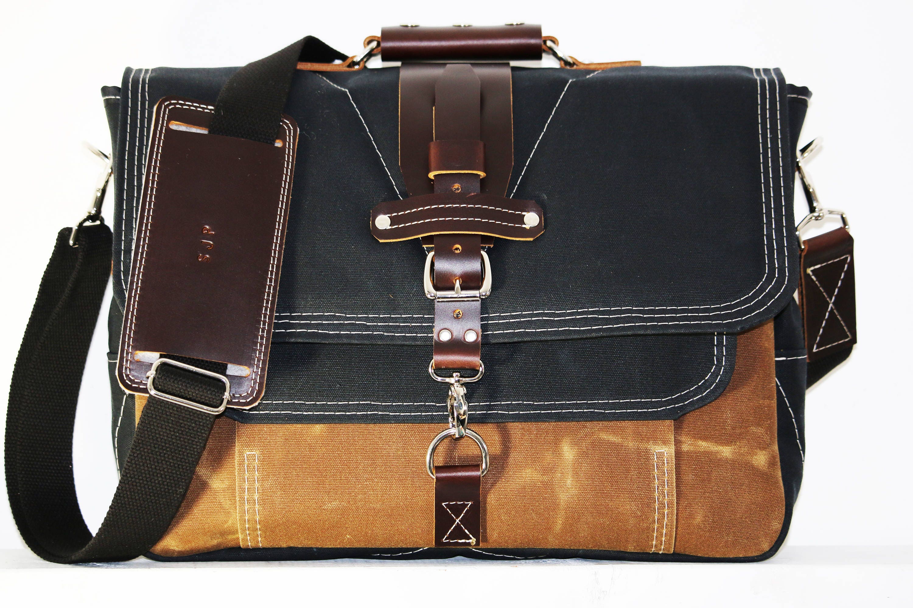 LARGE Waxed Canvas Messenger Bag Laptop Bag Handmade by Alex Etsy