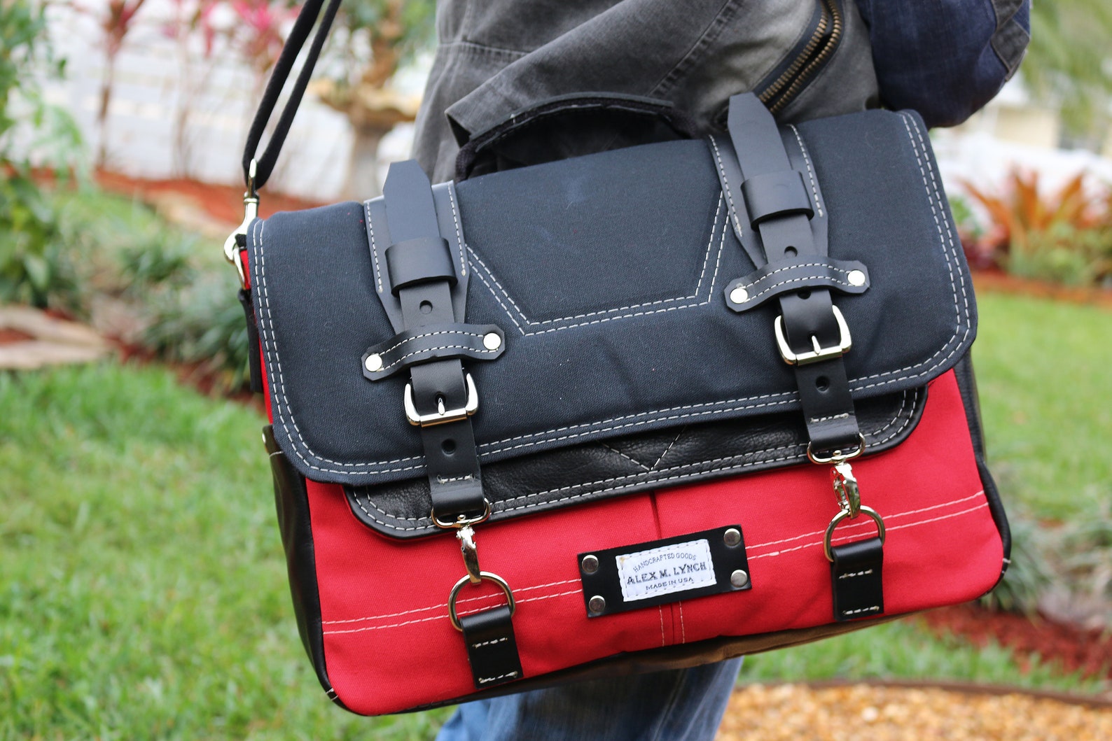 Waxed Canvas Messenger Bag Laptop Bag Handmade by Alex M Etsy