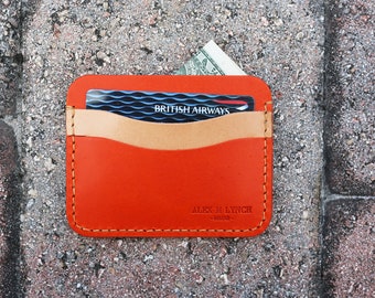 Slim Leather card holder - Buttero vegetable leather - hand stitched - FREE Shipping in USA - 010187