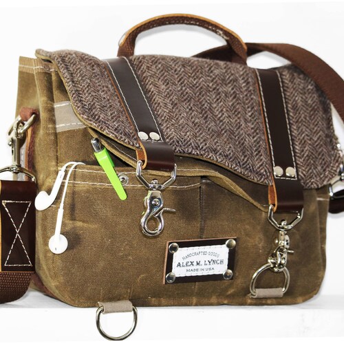 Waxed Canvas Messenger Bag Laptop Bag Handmade by Alex M Etsy