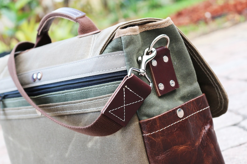 Waxed Canvas Messenger bag laptop bag handmade by Alex M Lynch 010158 image 6