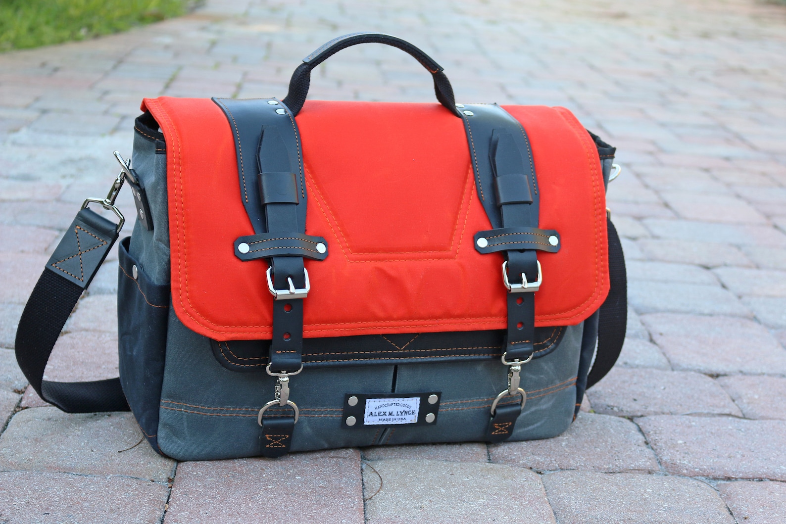 Waxed Canvas Messenger Bag Laptop Bag Handmade by Alex M Etsy