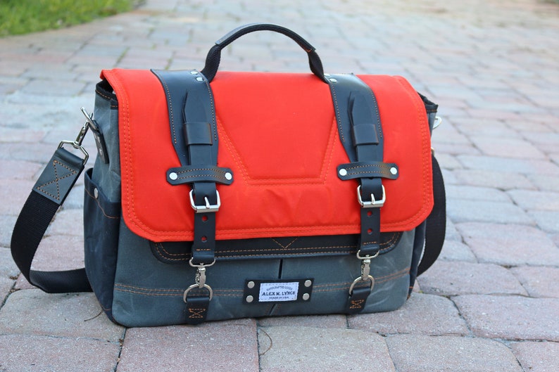 Waxed Canvas Messenger Bag Laptop Bag Handmade by Alex M Etsy