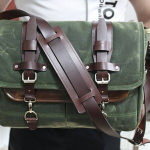 Waxed Canvas Messenger bag laptop bag handmade by Alex M Lynch 010141 image 2