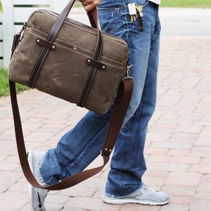 Waxed Canvas Briefcase bag handmade by Alex M Lynch 010279 image 6