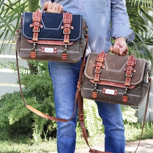 Waxed Canvas Messenger bag Horween leather accents handmade by Alex M Lynch 010310 image 7