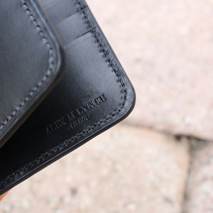 Hand Stitched Leather mens wallet Veg tanned Leather Black leather wallet Italian Buttero leather from Conceria Walpier 010314 image 10