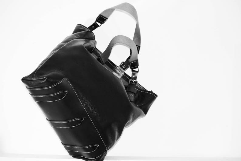Black Leather Tote 010072