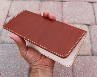 Italian Buttero leather long wallet - card wallet - hand stitched - free shipping - 010289