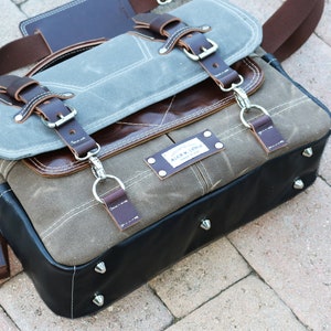 Waxed Canvas Briefcase Messenger bag handmade by Alex M Lynch 010178 image 2