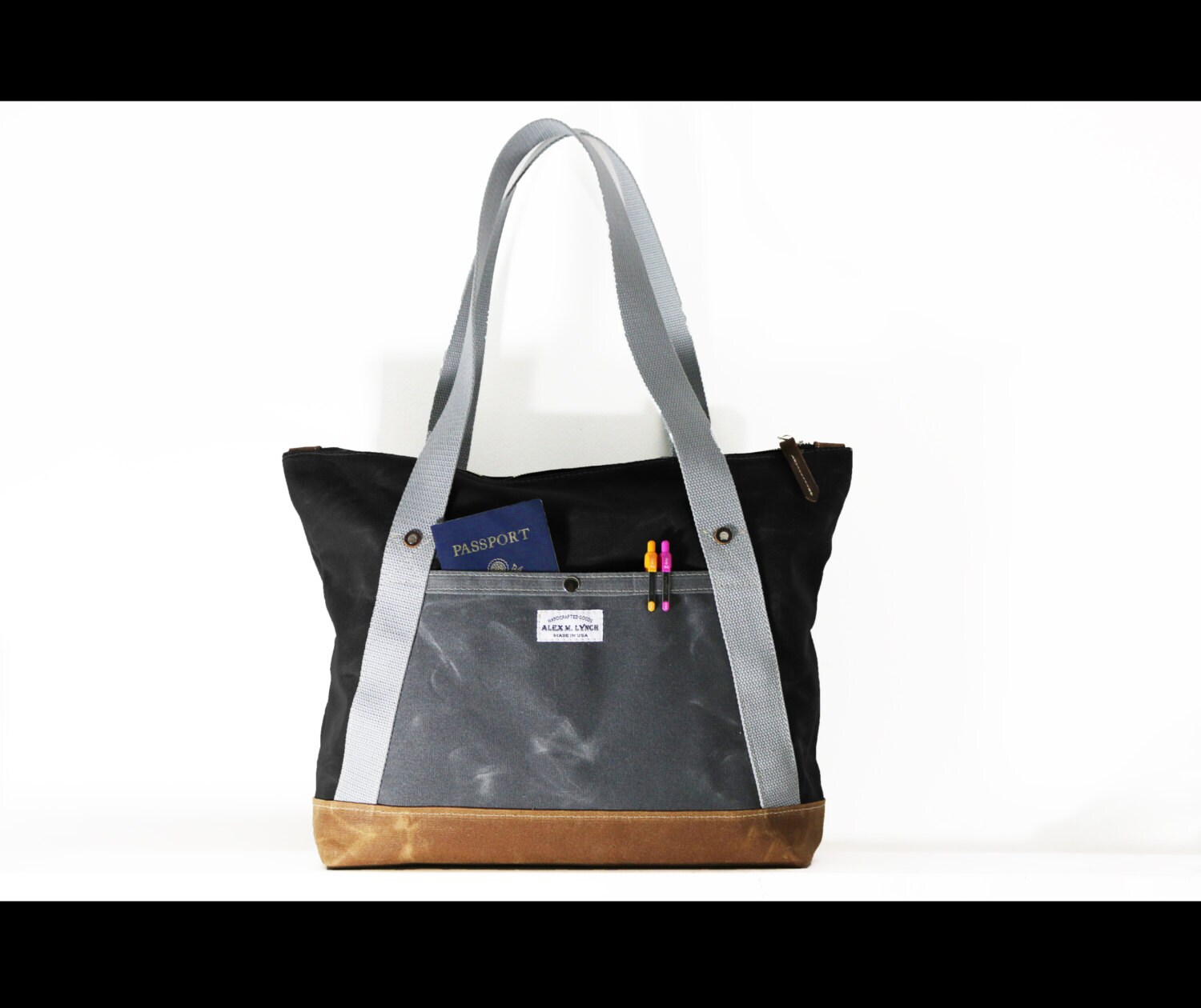 Waxed Canvas Zippered Tote Bag Made in USA Carry All Etsy