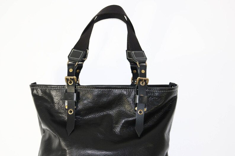 Black Leather Tote 010072