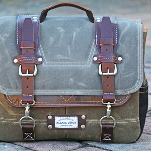 Waxed Canvas Messenger bag - laptop bag handmade by Alex M Lynch - 010094 image 6