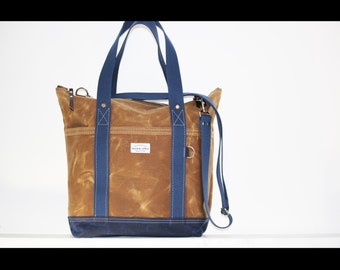 EXTRA LARGE zippered tote bag - heavy waxed canvas everyday tote - jumbo bag - laptop bag - made in USA 010285