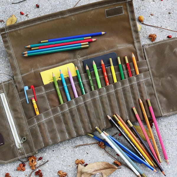 Canvas Pencil Roll Etsy