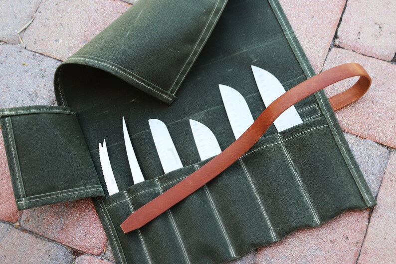 Waxed Canvas knife roll Gift for chef Organizer for tools tool organizer 010293 image 6