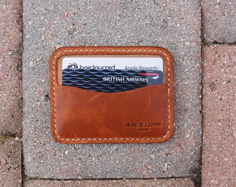 HORWEEN DUBLIN  english tan Leather card holder - hand stitched - 010200