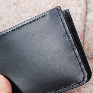 Hand Stitched Leather mens wallet Veg tanned Leather Black leather wallet Italian Buttero leather from Conceria Walpier 010314 image 7