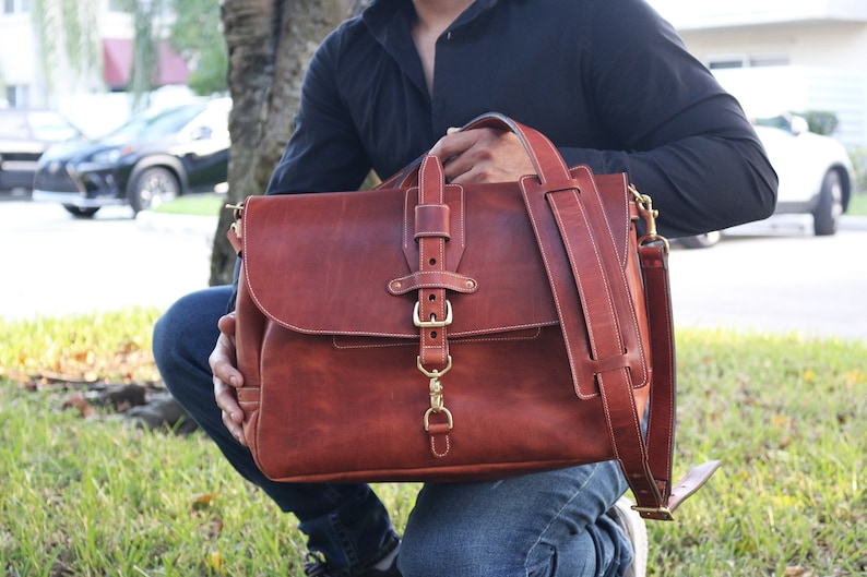 16 Horween Dublin Leather Messenger Bag English Tan Etsy
