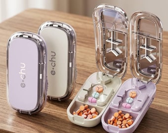Precise Pill Cutter and Splitter, Portable Tablet Divider for Halves Thirds & Quarters, Pocket Pill Organizer Box