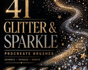 41 Glitter Sparkle Procreate Brushes, Shimmer Glow Texture Set (Digital Download)