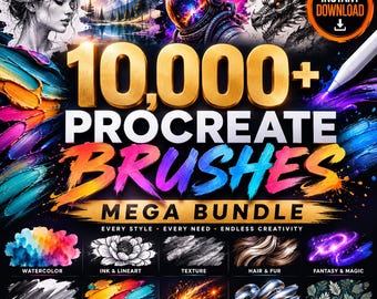 10000+ Procreate Brushes Mega Bundle, Drawing, Painting, Sketching, Tattoo & Anime Brush Set