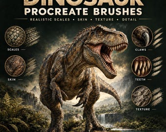 Dinosaur Procreate Brushes | Prehistoric Stamps, Textures and Fossil Elements (Digital Download)