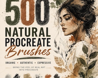 500 Natural Procreate Brushes Bundle, Nature, Texture, Foliage and Landscape Brush Set