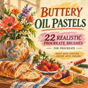 Buttery Oil Pastel Procreate Brushes | 22 Realistic Painting & Blending Brush Pack (Digital Download)