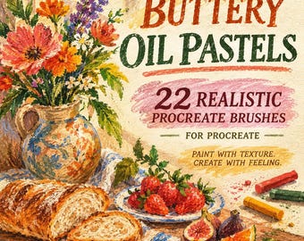 Butterweiche Ölpastell-Pinsel für Procreate | 22 realistische Mal- und Mischpinsel (Digitaler Download)