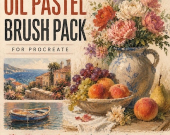 Oil Pastel Brush Pack for Procreate | Realistic Texture, Blending Set (Digital Download)