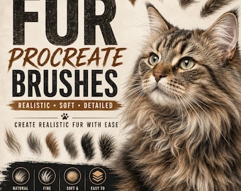 Procreate Fur Brushes | Realistic Animal Hair, Pet Portrait & Fluffy Texture Brush Set