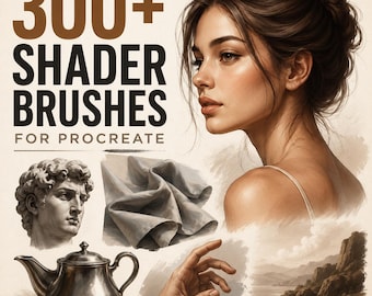 300+ Shader Brushes for Procreate | Grain, Texture & Smooth Blending Brush Set for Shading