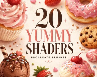 20 Yummy Shaders Procreate Brushes, Smooth Blending, Textured Digital Painting Tools (Digital Download)