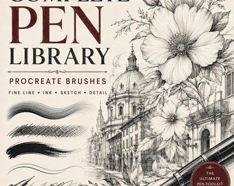 Complete Pen Library for Procreate, Ballpoint, Technical Pen and Inking Brush Set