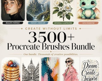 3500+ Procreate Brushes Bundle | Drawing, Painting, Sketching, Textures (Digital Download)