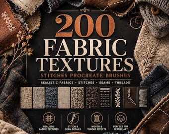200 Fabric Texture and Stitch Procreate Brushes Sewing Embroidery Textile Fashion Design