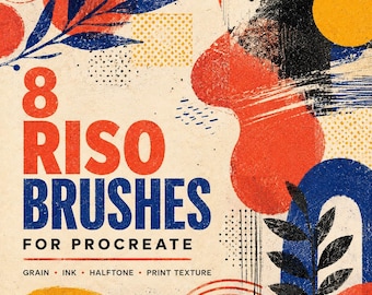 Riso Procreate Brushes | Halftone, Ink, Grain Textures (8 Brush Set)