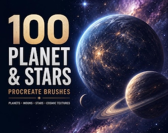 100 Planet and Stars Procreate Brushes, Galaxy, Nebula and Cosmic Space Brush Set
