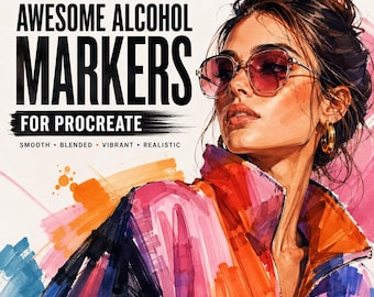 Alcohol Marker Brushes for Procreate, Realistic Marker Brush Set, Digital Art Coloring & Illustration