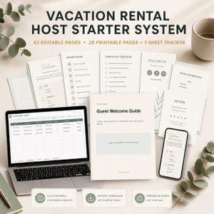 Vacation Rental Host Bundle, Welcome Book, House Signs, Cleaning Checklists & Editable Templates image 1