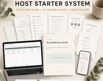 Vacation Rental Host Bundle, Welcome Book, House Signs, Cleaning Checklists & Editable Templates
