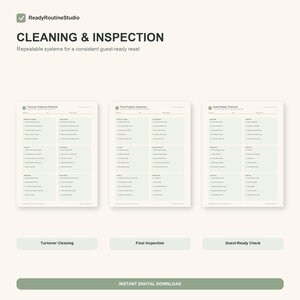 Turnover cleaning, final property inspection and guest-ready checklist previews
