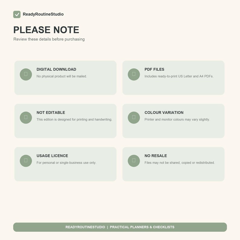 Digital-download, PDF, colour and usage-license information